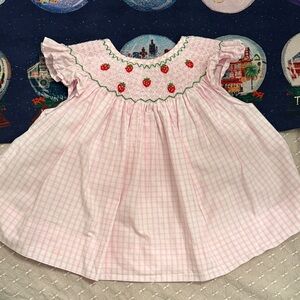 Pink Smocked Strawberry Dress
